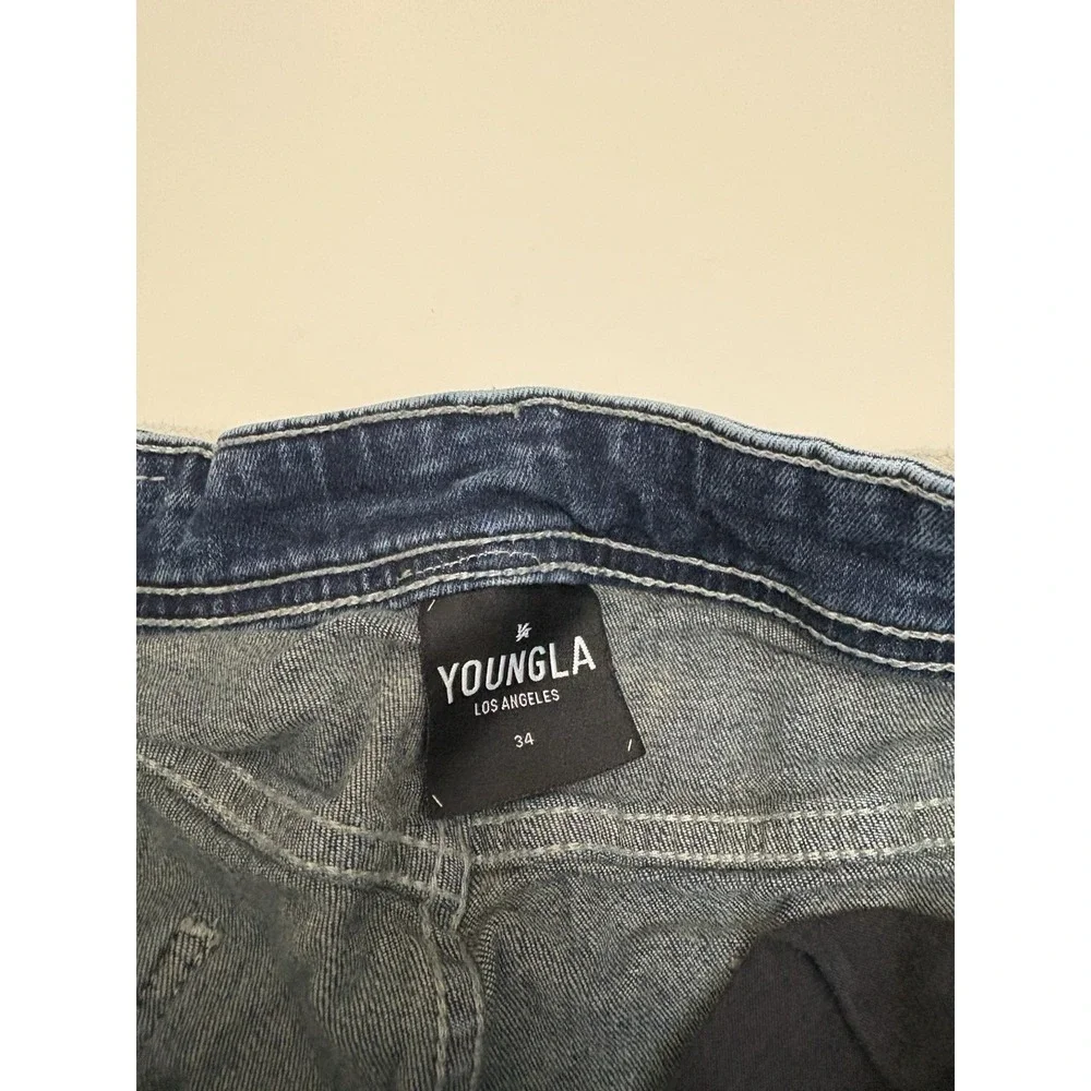 Men's Young LA Denim Shorts Jorts With Belt Holes Size 34